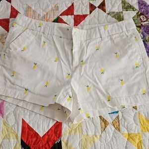 3/$18 Merona White Shorts with Yellow Lemin Print